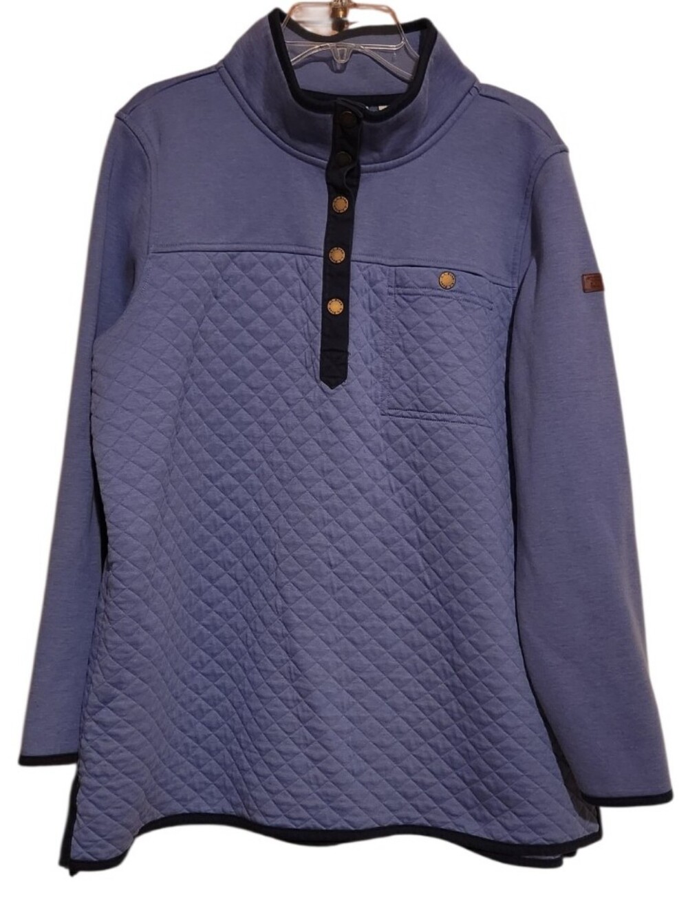 L.L. Bean Quilted Mock Neck Qtr Snap Fleece Pullover